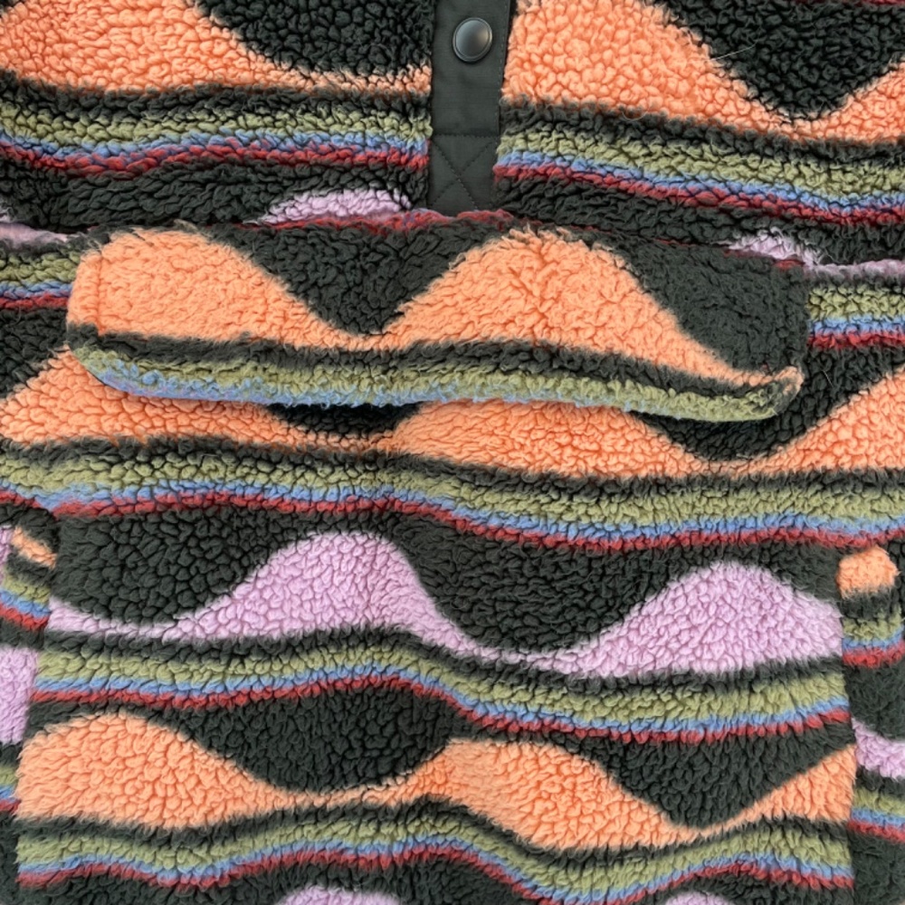 Billabong Pullover Half Snap Sherpa Jacket Multicoloured Women’s Size Large - Picture 12 of 14